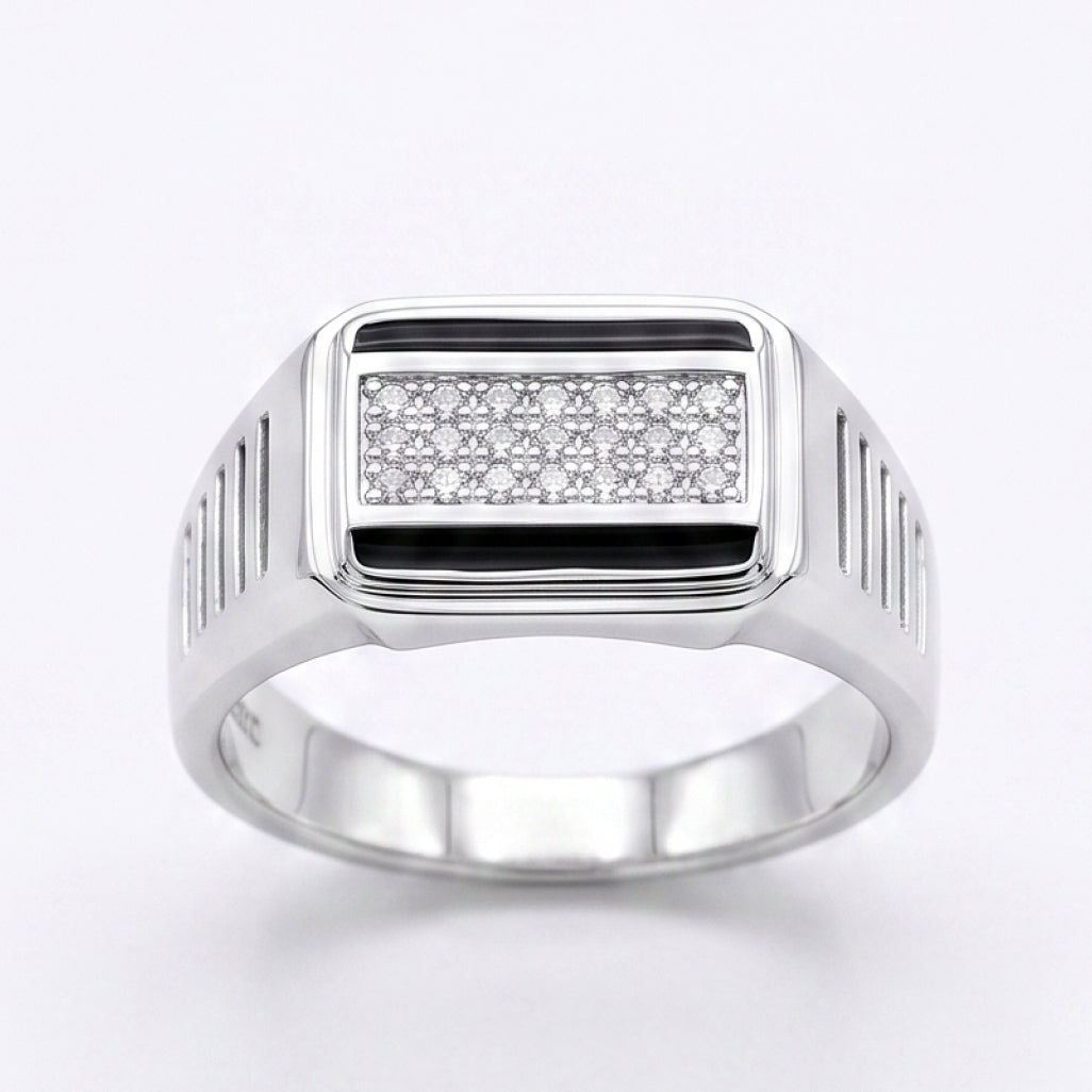 Onyx Rail Signet Ring