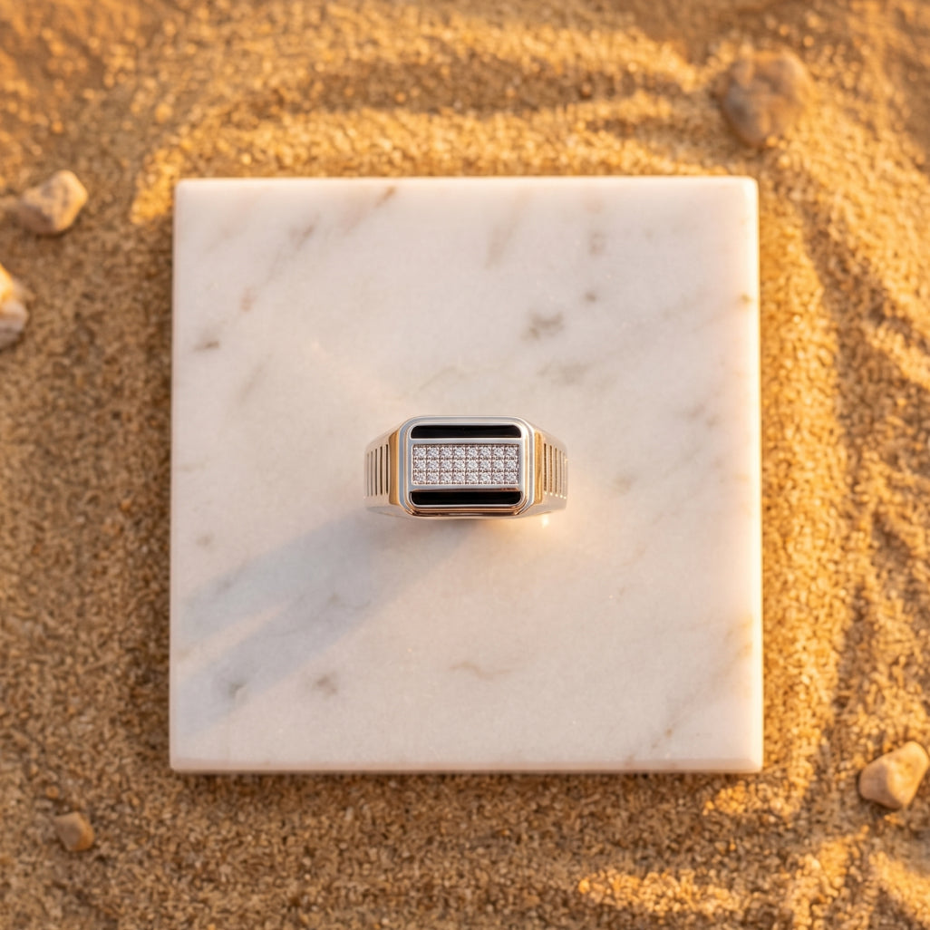 Onyx Rail Signet Ring