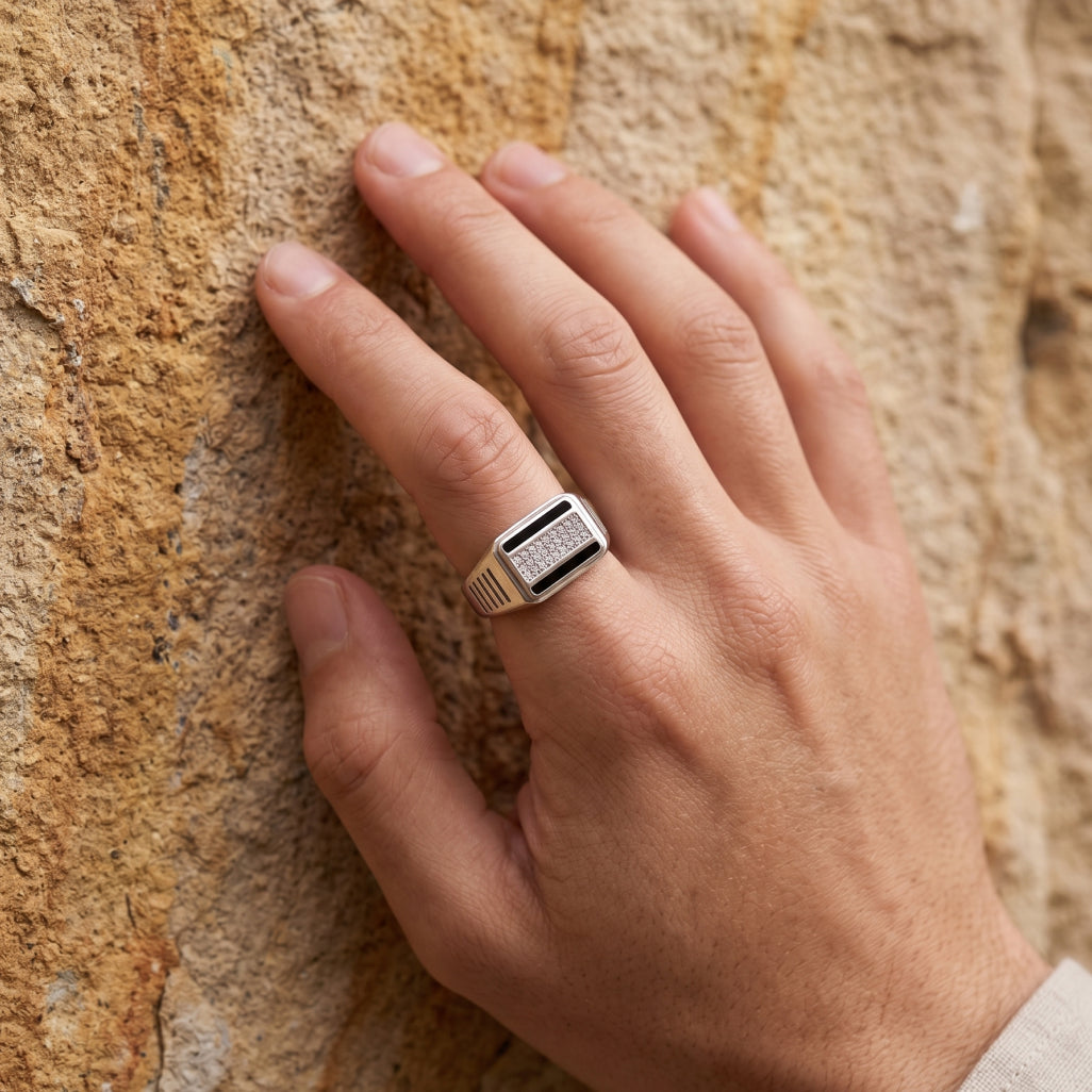 Onyx Rail Signet Ring