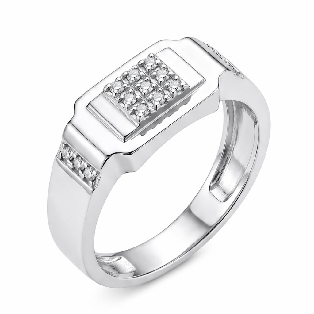 Elevated Grid Signet Ring