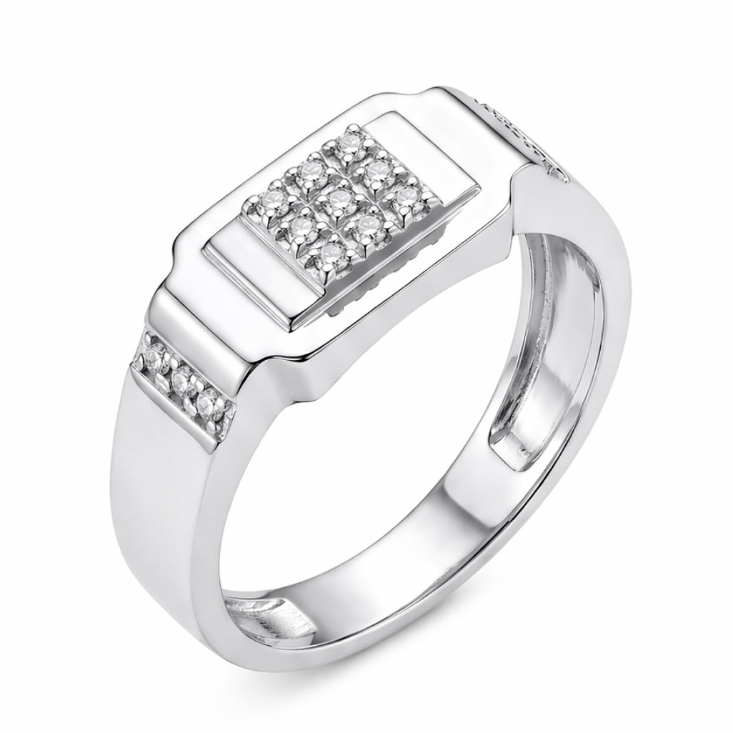 Elevated Grid Signet Ring