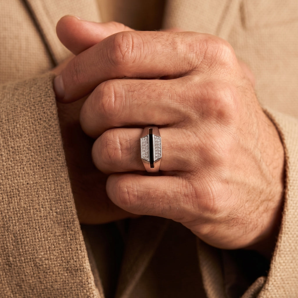 Onyx Stripe Signet Ring