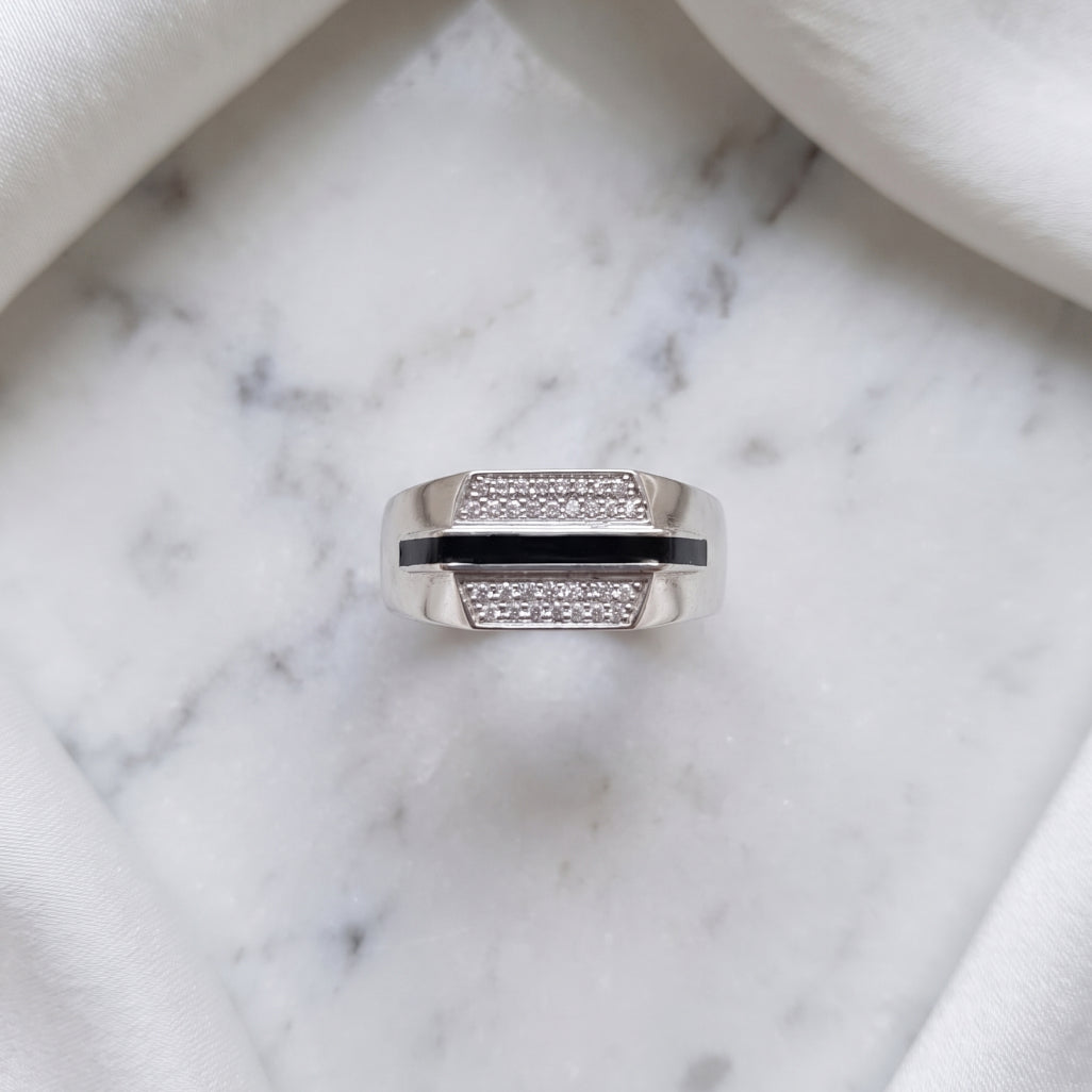 Onyx Stripe Signet Ring