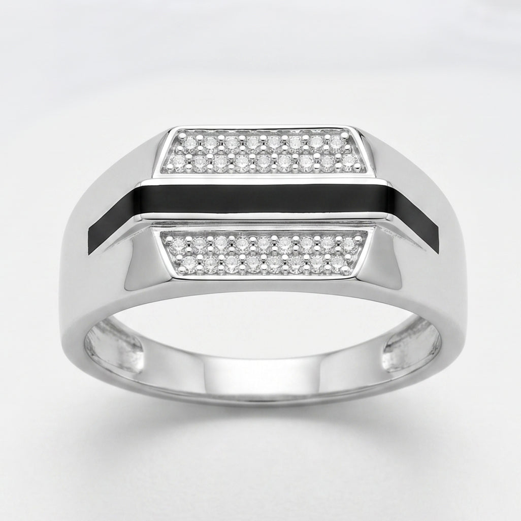 Onyx Stripe Signet Ring