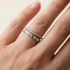 Double Row Fine & Bold Stone Band