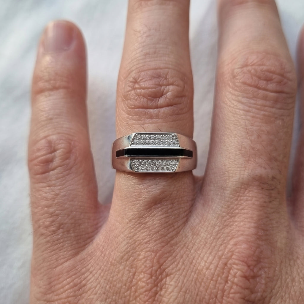 Onyx Stripe Signet Ring