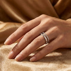 Double Row Stone Band Ring 925 Silver