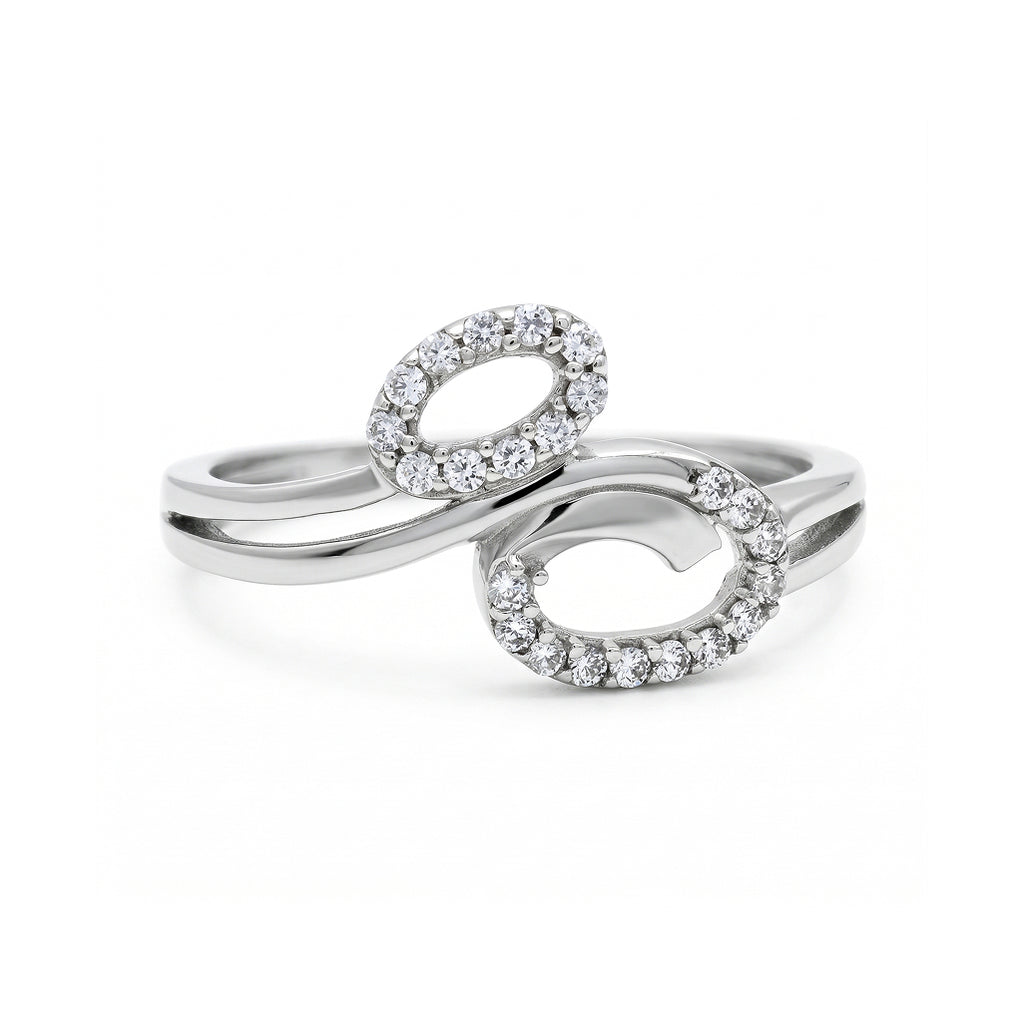 Double Oval Loop Stone Wrap Ring