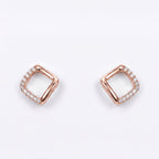 Open Diamond Half-Stone Stud Earrings