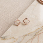 Open Diamond Half-Stone Stud Earrings