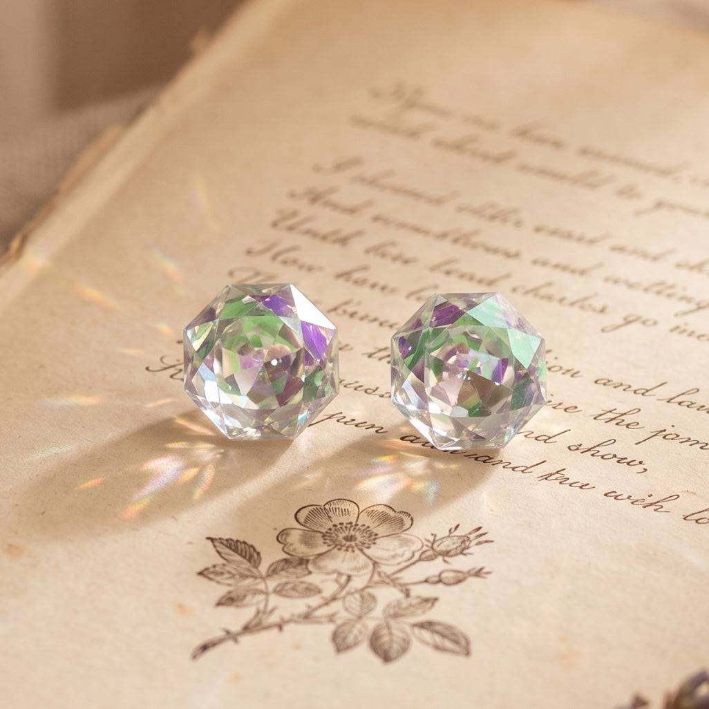 Aurora Crystal Octagonal Stud Earrings