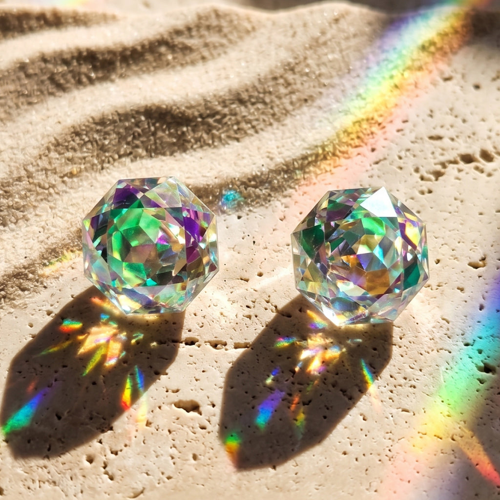 Aurora Crystal Octagonal Stud Earrings