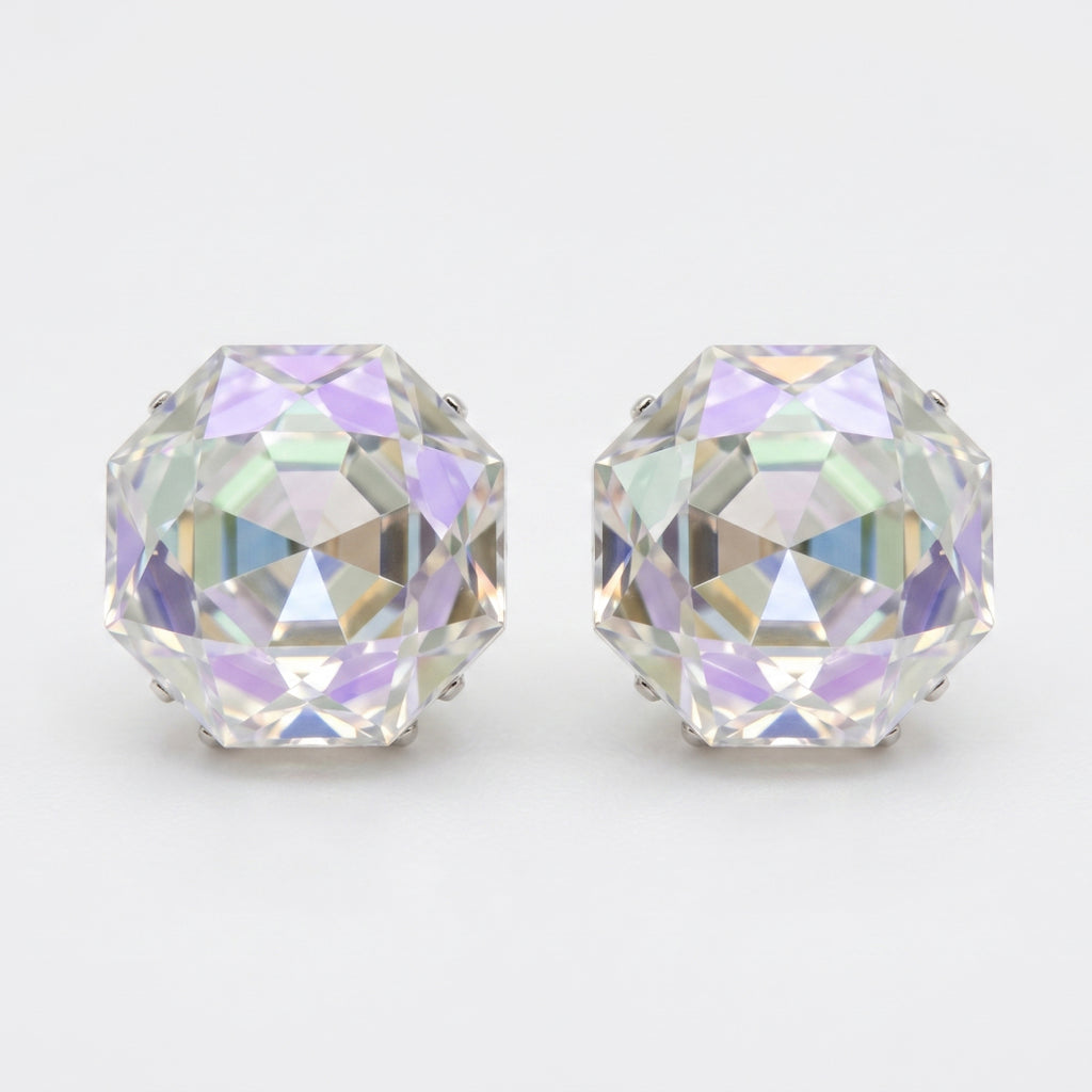 Aurora Crystal Octagonal Stud Earrings