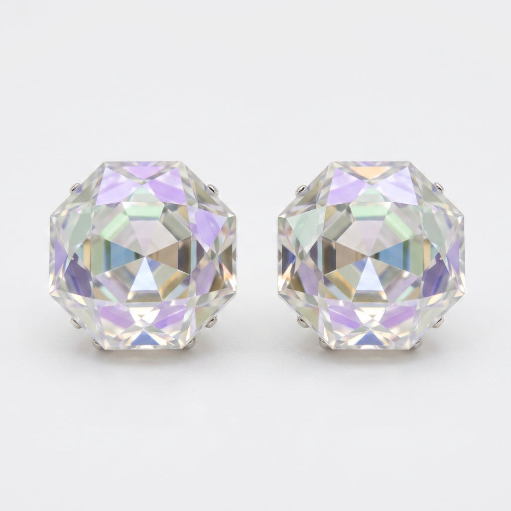 Aurora Crystal Octagonal Stud Earrings