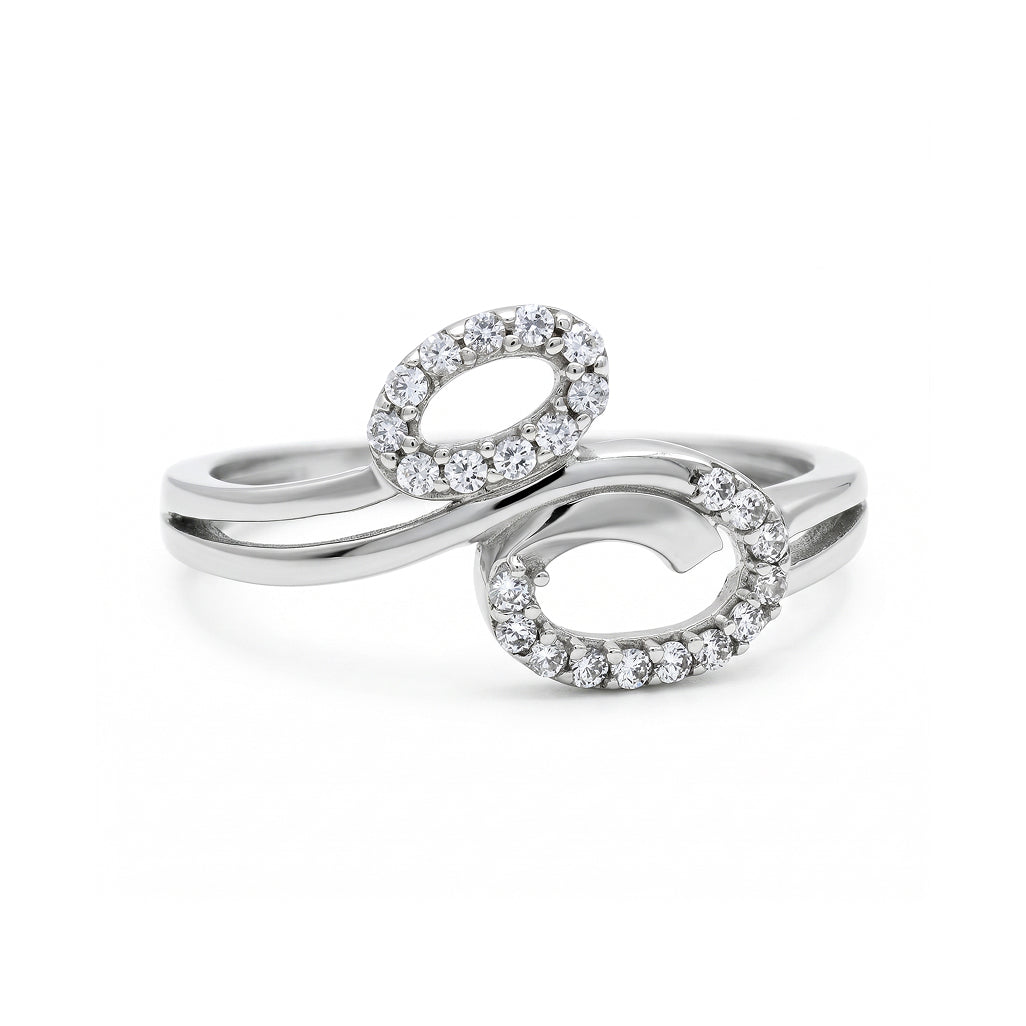 Double Loop Stone Wrap Ring 925 Silver