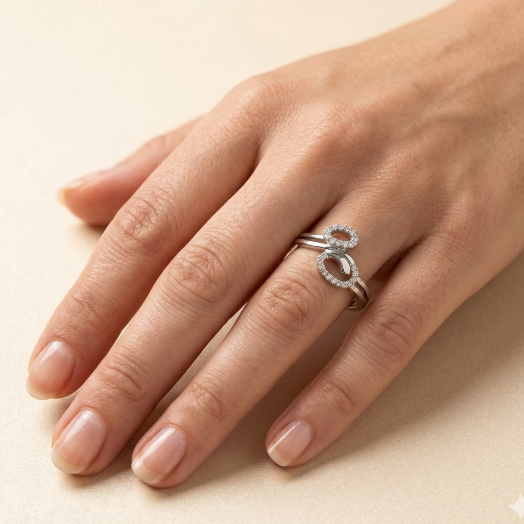 Double Oval Loop Stone Wrap Ring