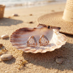 Triangle Frame Stone Stud Earrings