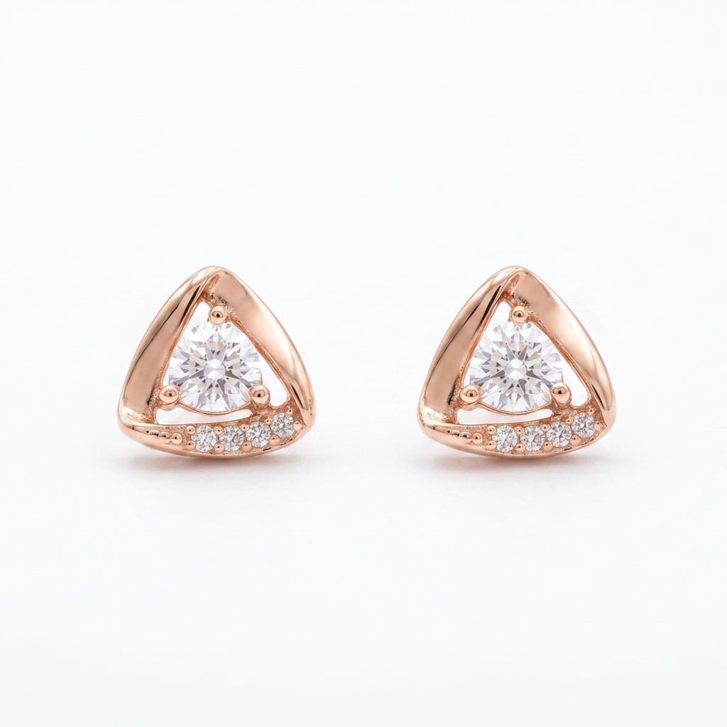 Triangle Frame Stone Stud Earrings
