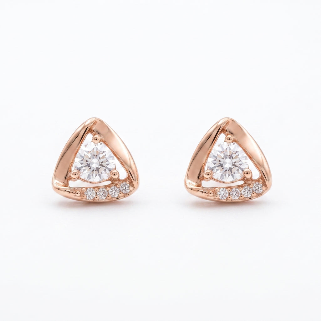 Triangle Frame Stone Stud Earrings