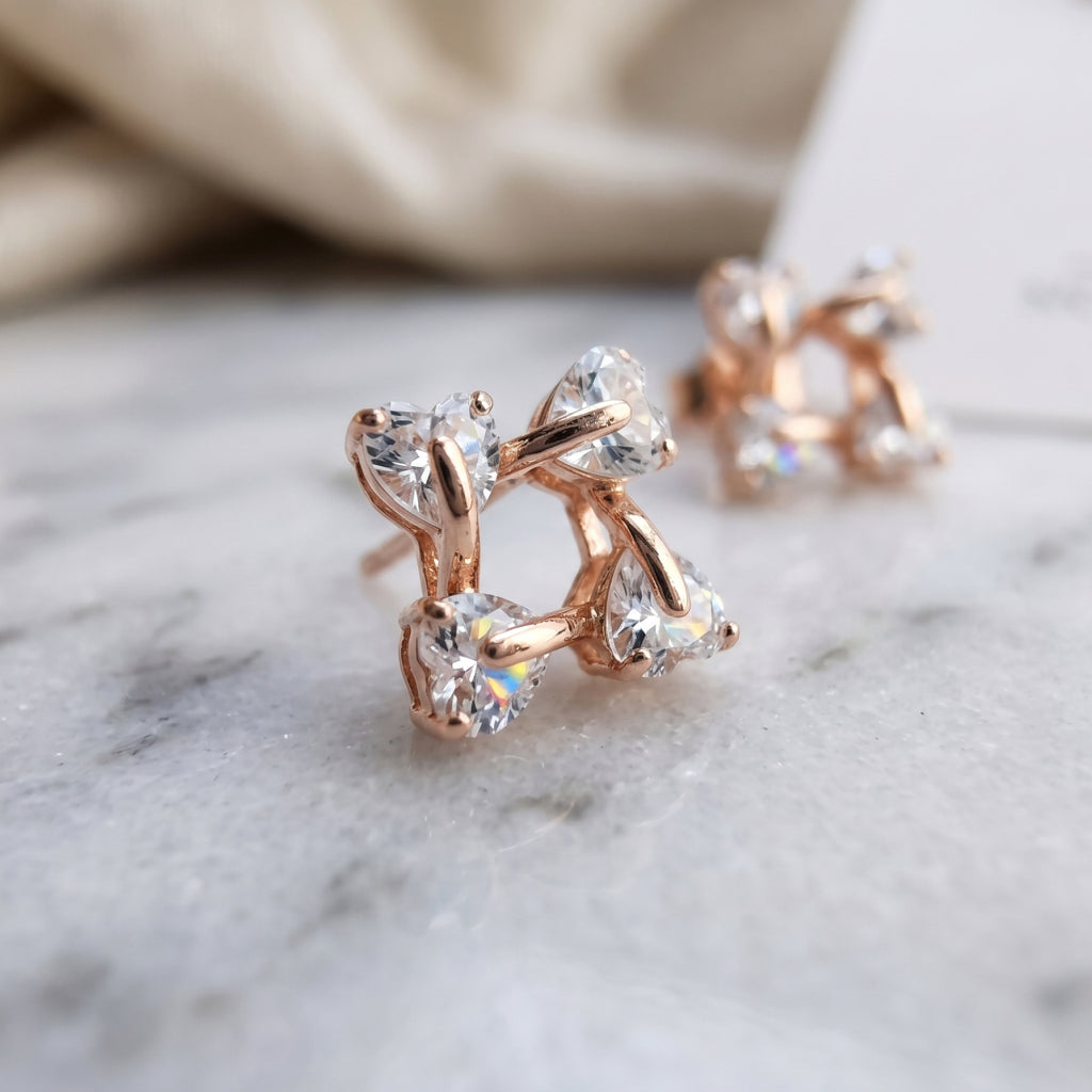 Open Square Stone Stud Earrings