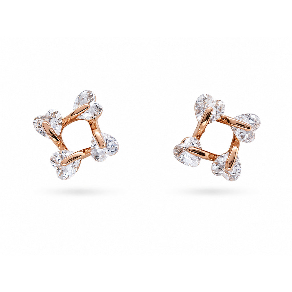 Open Square Stone Stud Earrings