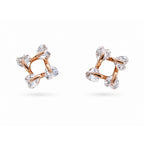 Open Square Stone Stud Earrings