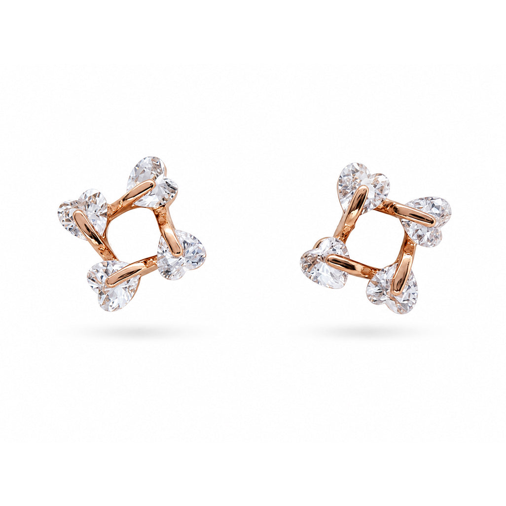 Open Square Stone Stud Earrings