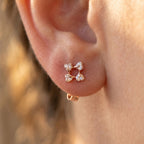 Open Square Stone Stud Earrings