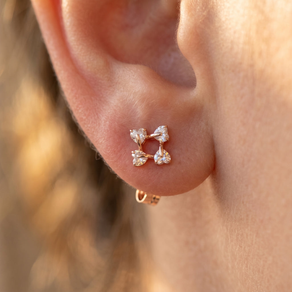Open Square Stone Stud Earrings