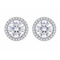 Round Stone Border Stud Earrings