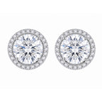 Round Stone Border Stud Earrings