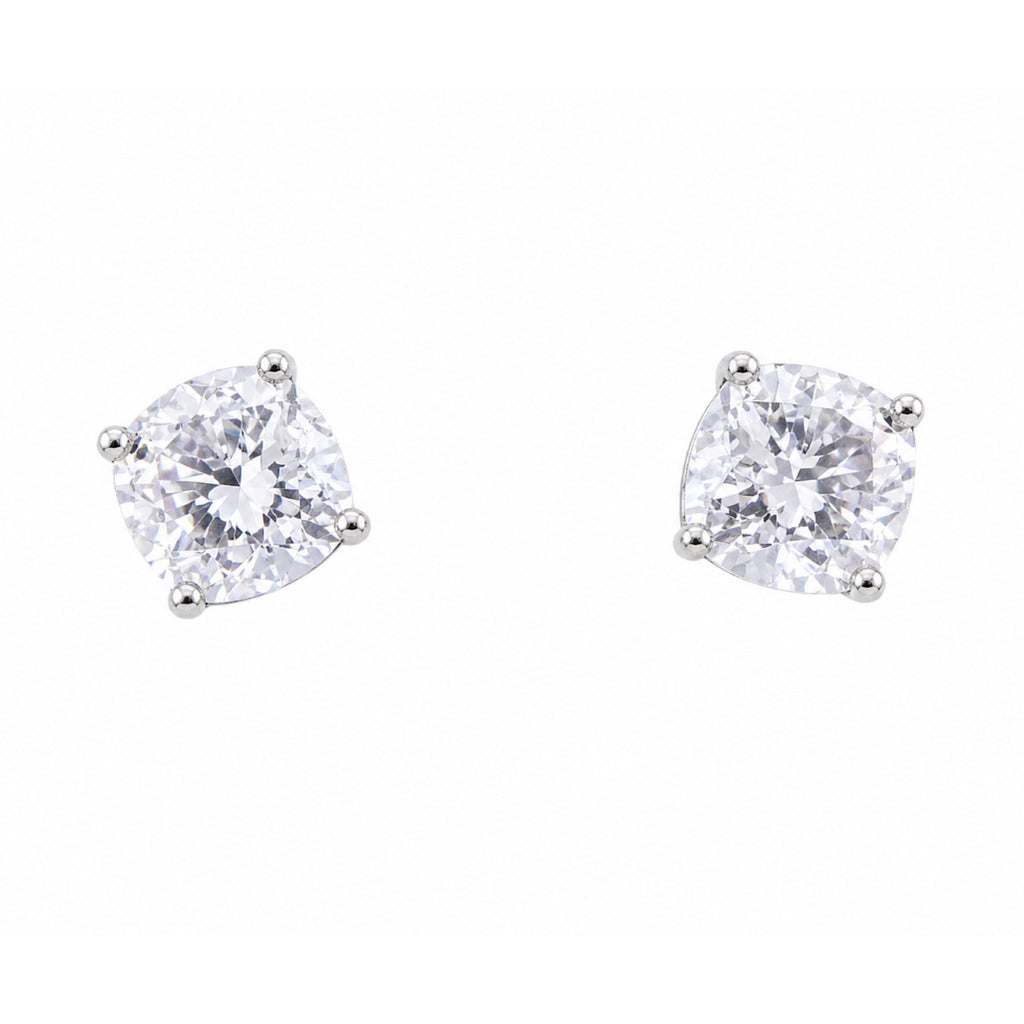 Cushion Stone Four-Claw Stud Earrings