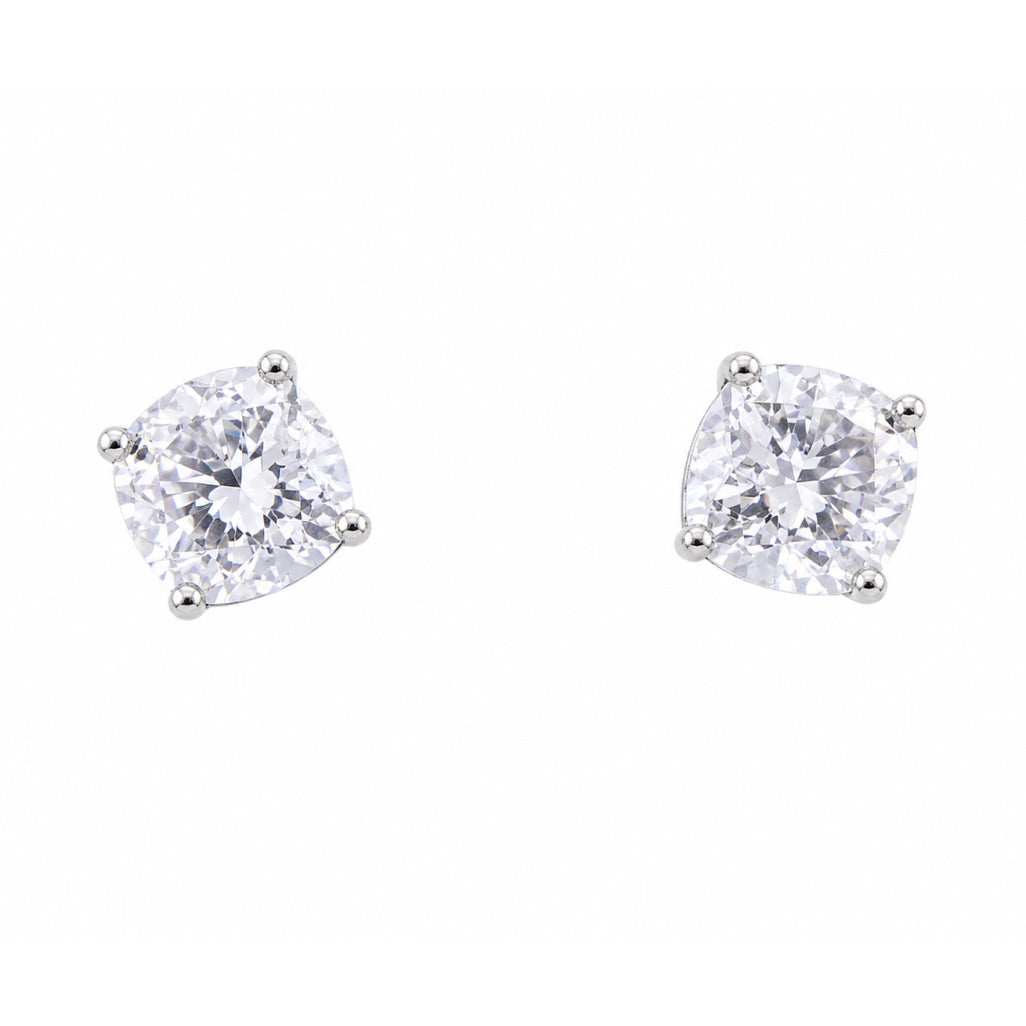 Cushion Stone Four-Claw Stud Earrings