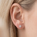 Cushion Stone Four-Claw Stud Earrings