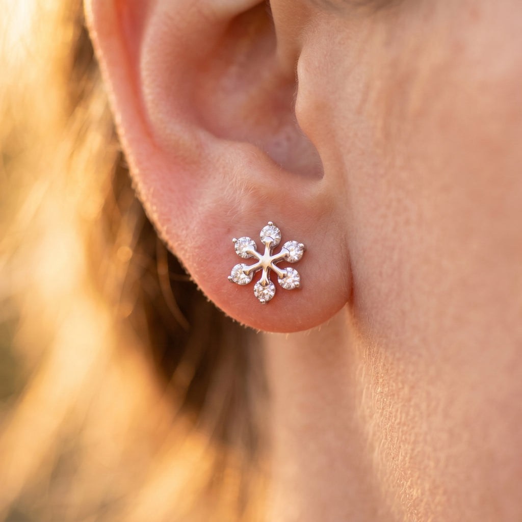 Stone Snowflake Stud Earrings