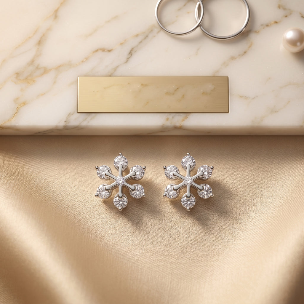 Stone Snowflake Stud Earrings