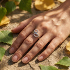Double Loop Stone Wrap Ring 925 Silver
