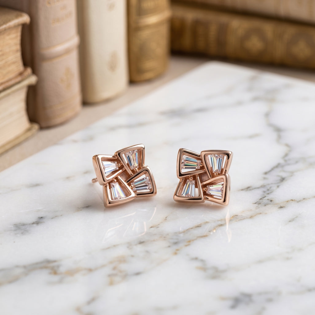 Pinwheel Baguette Studs
