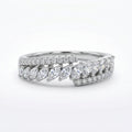 Pointed Oval Fan Stone Band Ring 925 Silver