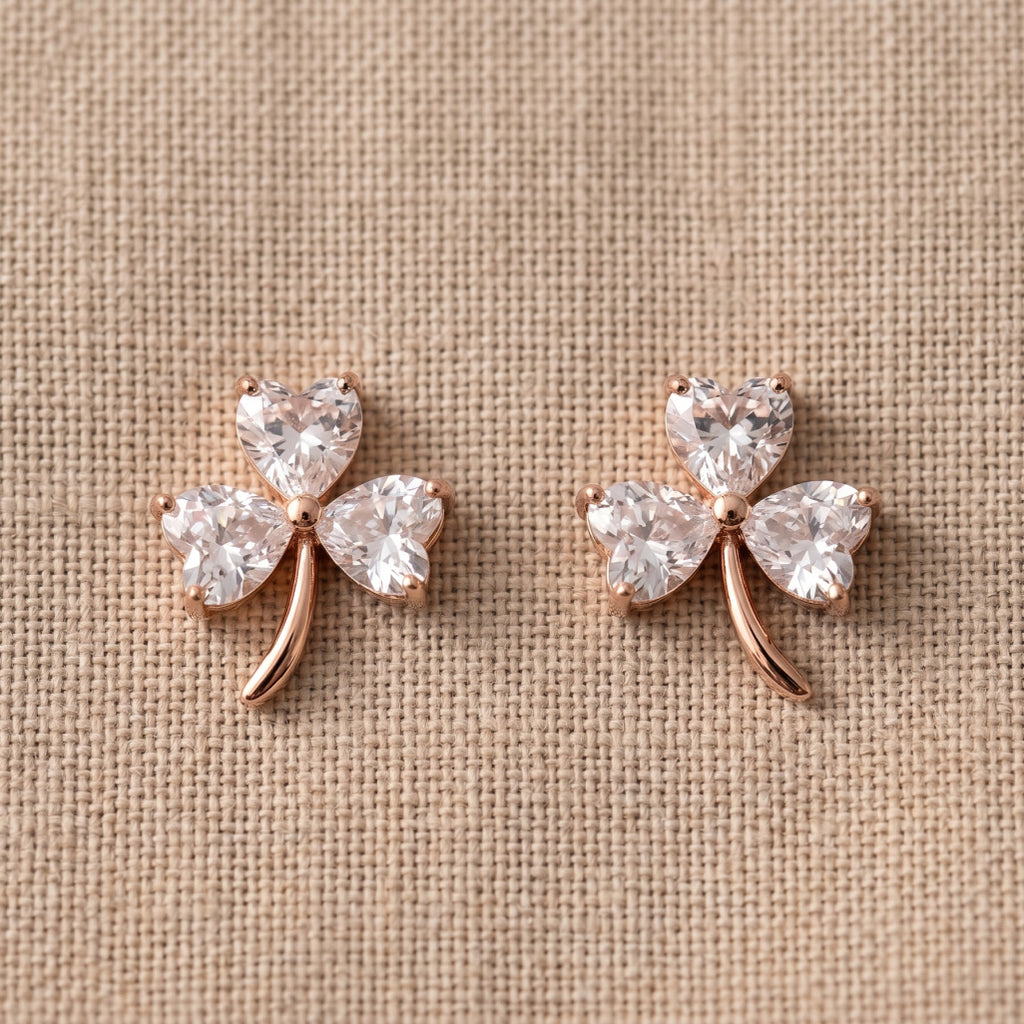Lucky Clover Heart Studs