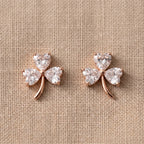 Lucky Clover Heart Studs