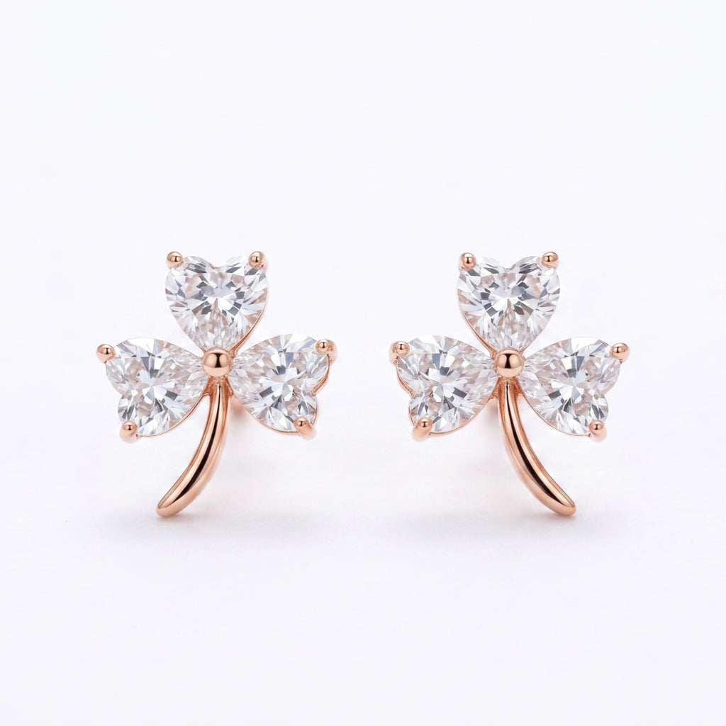 Lucky Clover Heart Studs