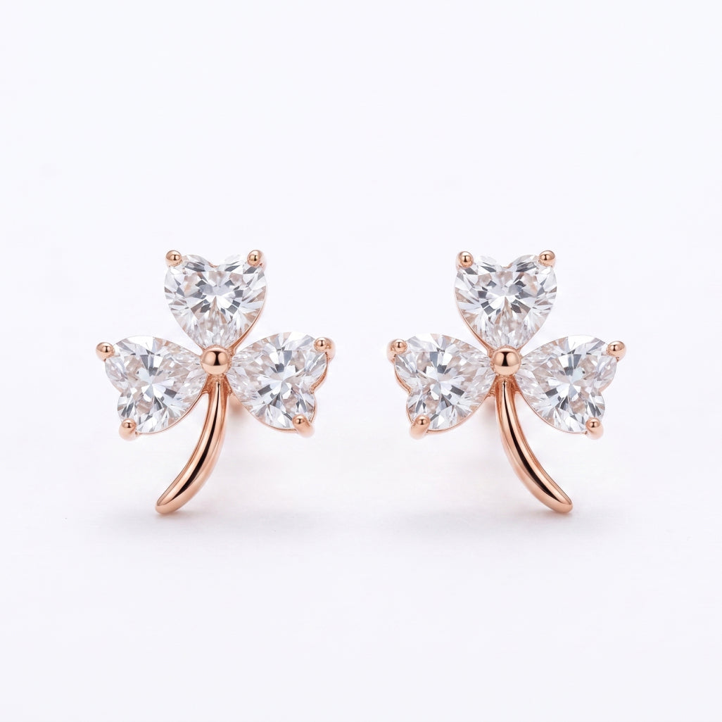 Lucky Clover Heart Studs